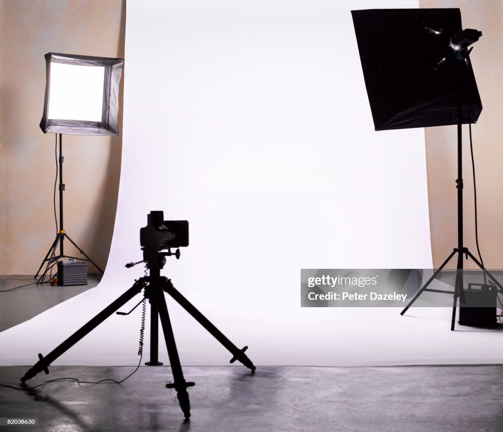 Empty photographic studio ready for shoot. 