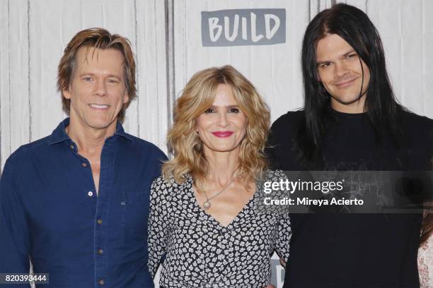 Actors Kevin Bacon, Kyra Sedgwick and Travis Bacon visit Build to discuss the new Lifetime film "Story of a Girl" at Build Studio on July 21, 2017 in...