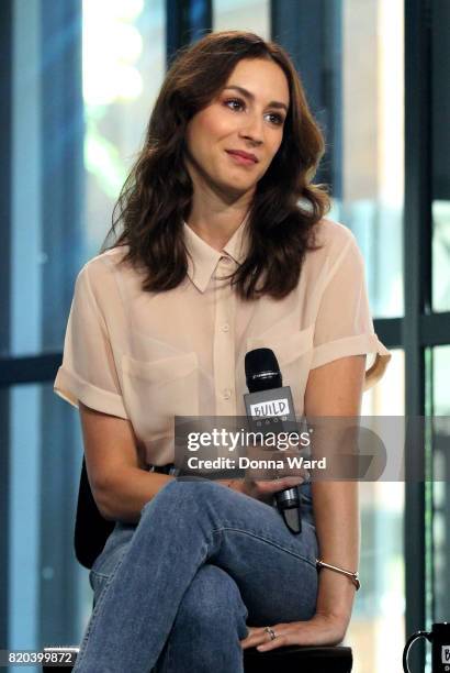 Troian Bellisario appears to promote "This Bar Saves Lives" during the BUILD Series at Build Studio on July 21, 2017 in New York City.