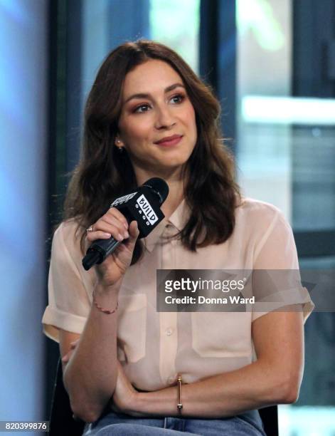 Troian Bellisario appears to promote "This Bar Saves Lives" during the BUILD Series at Build Studio on July 21, 2017 in New York City.