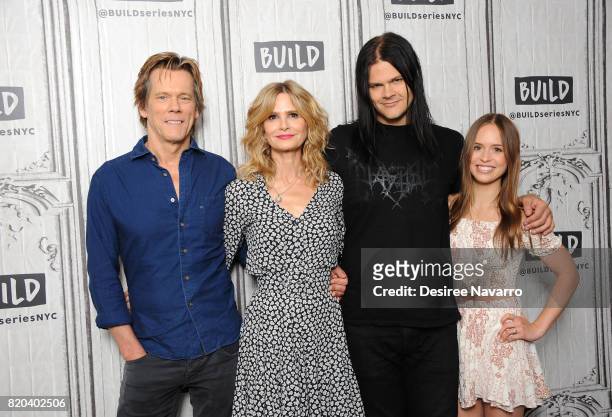 Actors Kevin Bacon Kyra Sedgwick, Travis Bacon and Ryann Shane attend Build previewing the new Lifetime film 'Story of a Girl' at Build Studio on...