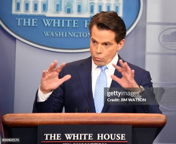 Anthony Scaramucci, named Donald Trump's new White House communications director speaks during a press briefing at the White House in Washington, DC...