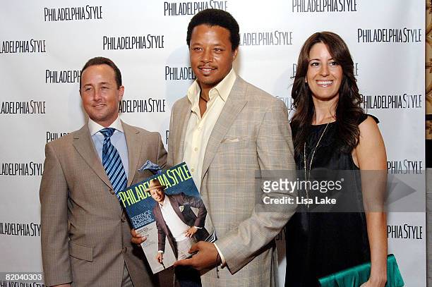 John Colabelli, Terrence Howard and Sarah Schaffer attend Philadelphia Style Magazine Summer Issue Launch Party on July 22, 2008 in Philadelphia,...