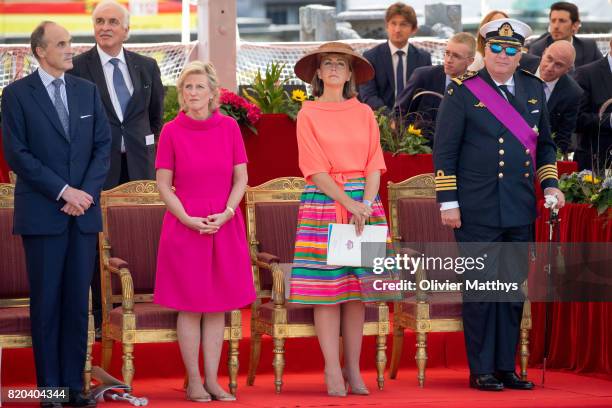 Prince Laurent of Belgium, Princess Claire of Belgium, Princess Astrid of Belgium and Prince Lorenz of Belgium attend the National Day Parade on July...