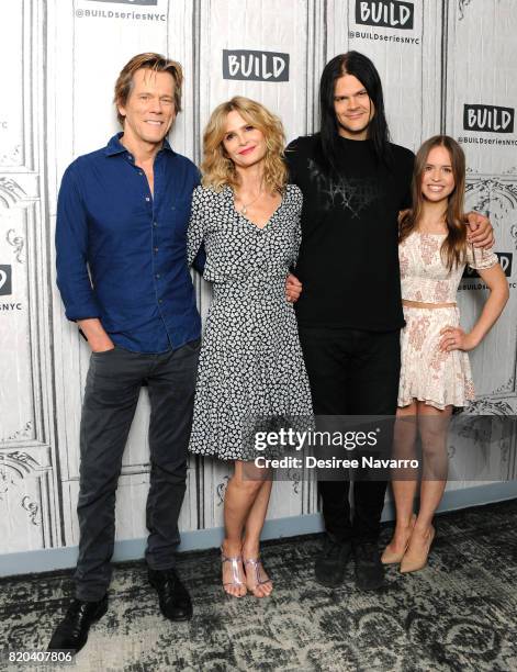 Actors Kevin Bacon, Kyra Sedgwick, Travis Bacon and Ryann Shane attend Build previewing the new Lifetime film 'Story of a Girl' at Build Studio on...