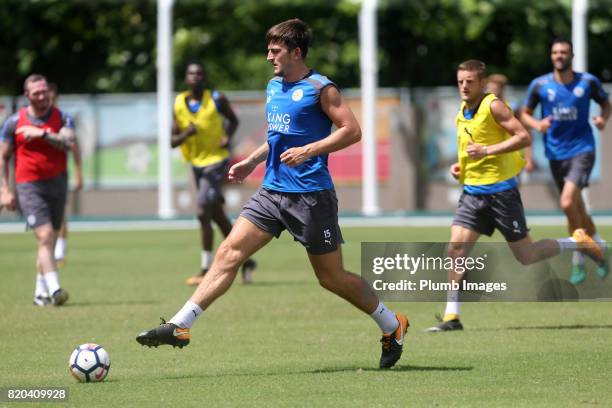 Harry Maguire of Leicester City during the training session in Hong Kong ahead of the Premier League Asia Trophy final against Liverpool, on July 21,...