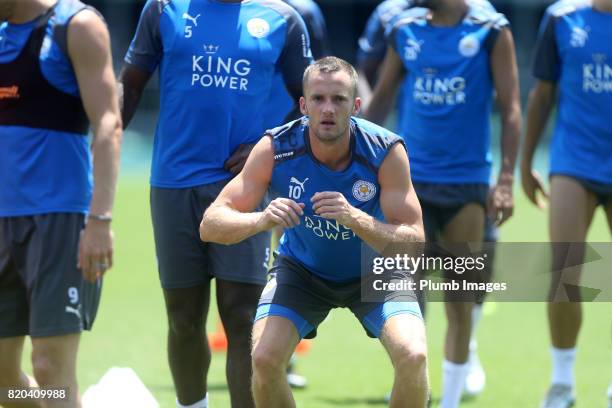 Andy King of Leicester City during the training session in Hong Kong ahead of the Premier League Asia Trophy final against Liverpool, on July 21,...