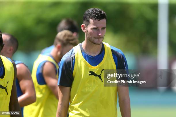 Elliott Moorre of Leicester City during the training session in Hong Kong ahead of the Premier League Asia Trophy final against Liverpool, on July...