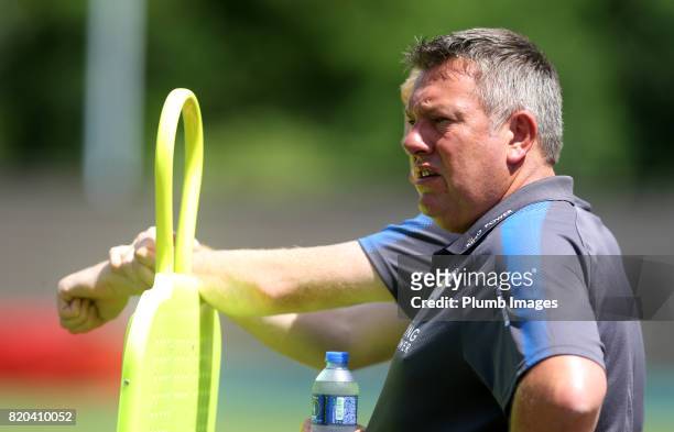 Manager Craig Shakespeare of Leicester City during the training session in Hong Kong ahead of the Premier League Asia Trophy final against Liverpool,...