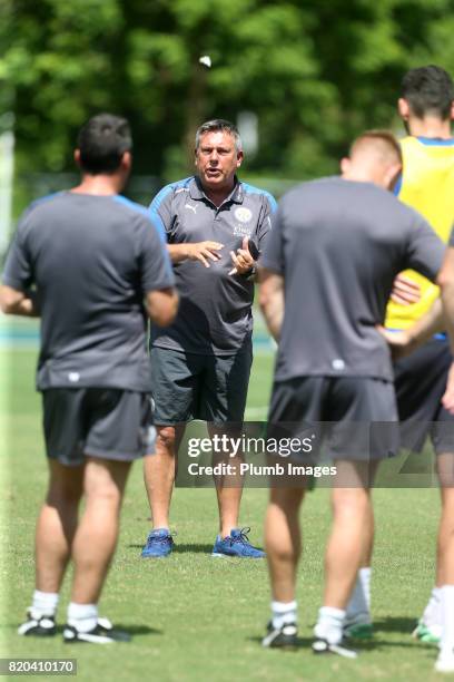 Manager Craig Shakespeare of Leicester City during the training session in Hong Kong ahead of the Premier League Asia Trophy final against Liverpool,...