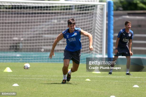Harry Maguire of Leicester City during the training session in Hong Kong ahead of the Premier League Asia Trophy final against Liverpool, on July 21,...