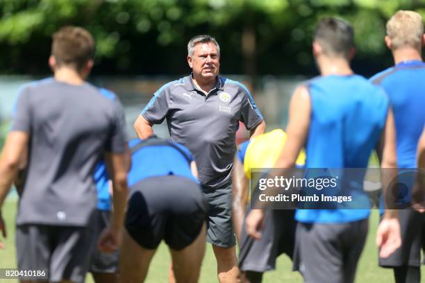 Manager Craig Shakespeare of Leicester City during the training session in Hong Kong ahead of the Premier League Asia Trophy final against Liverpool,...