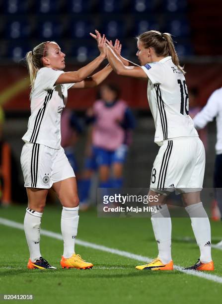 Lena Petermann of Germany comes on as a substitute for Mandy Islacker during the Group B match between Germany and Italy during the UEFA Women's Euro...