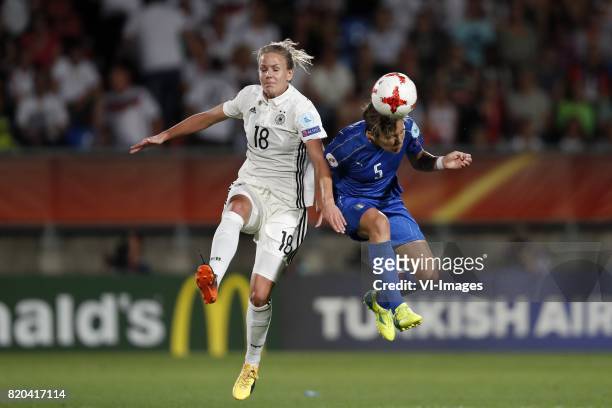 Lena Petermann of Germany women, Elena Linari of Italy Women during the UEFA WEURO 2017 Group B group stage match between Germany and Italy at Koning...