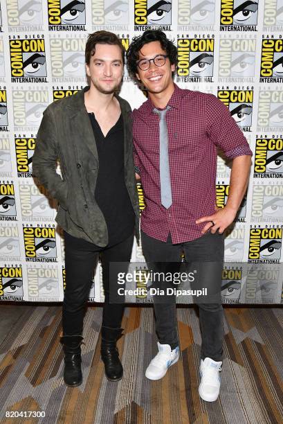 Actors Richard Harmon and Bob Morley at "The 100" Press Line during Comic-Con International 2017 at Hilton Bayfront on July 21, 2017 in San Diego,...