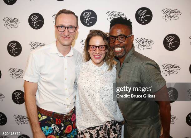 Adam Porter Smith, Jessie Mueller and Billy Porter pose at the Native Ken Eyewear NYC Launch Party at Native Ken on July 20, 2017 in New York City.