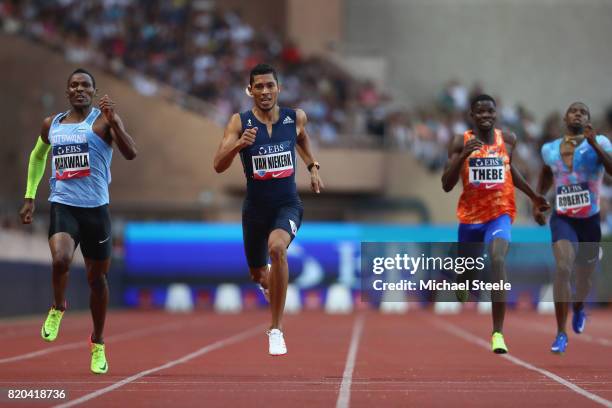 Wayde van Niekerk wins the 400m from Isaac Makwala of Botswana during the IAAF Diamond League Meeting Herculis on July 21, 2017 in Monaco, Monaco.