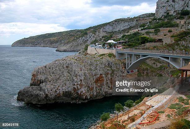 View of the Ciolo Bay on August 10 in Salento, Italy. Salento is that strip of land that forms the heel of the boot . It is located between two seas:...
