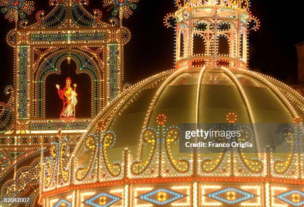View of the the central square of Lecce during the St. Oronzo festivity on August 15 in Salento, Italy. Salento is that strip of land that forms the...