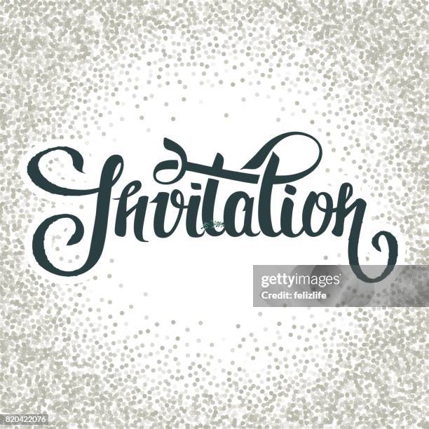 Inviting Lettering Handdrawing Lettering Invitation With Flowers High-Res Vector Graphic ...