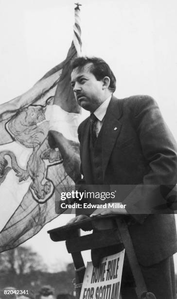 Chairman of the Scottish National Party Dr Robert McIntyre making a speech during a demonstration in Hyde Park, 15th April 1951.