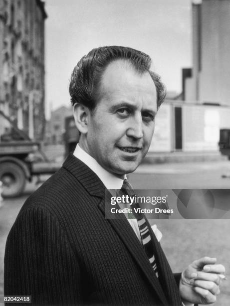 British nightclub owner and publisher Paul Raymond , 10th April 1961. He was at the time appealing against a five thousand pound fine for 'keeping a...