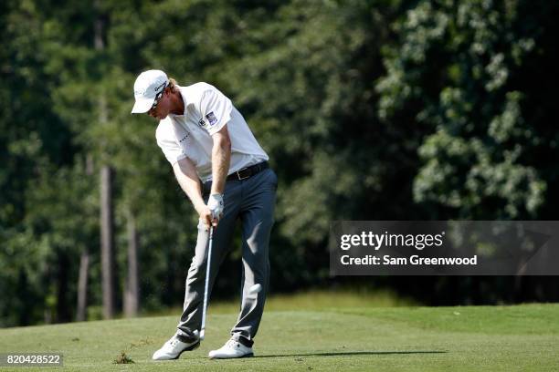 David Hearn of Canada plays a shot on the fourth hole during the second round of the Barbasol Championship at the Robert Trent Jones Golf Trail at...