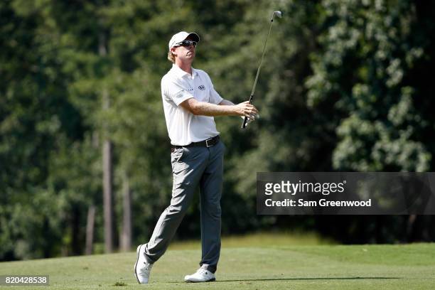David Hearn of Canada plays a shot on the fourth hole during the second round of the Barbasol Championship at the Robert Trent Jones Golf Trail at...