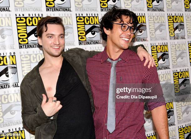 Actors Richard Harmon and Bob Morley at "The 100" Press Line during Comic-Con International 2017 at Hilton Bayfront on July 21, 2017 in San Diego,...