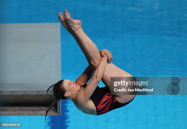 Grace Reid of Great Britain competes in the Women's 3m Springboard at the Duna Arena on day eight of the FINA World Championships on July 21, 2017 in...