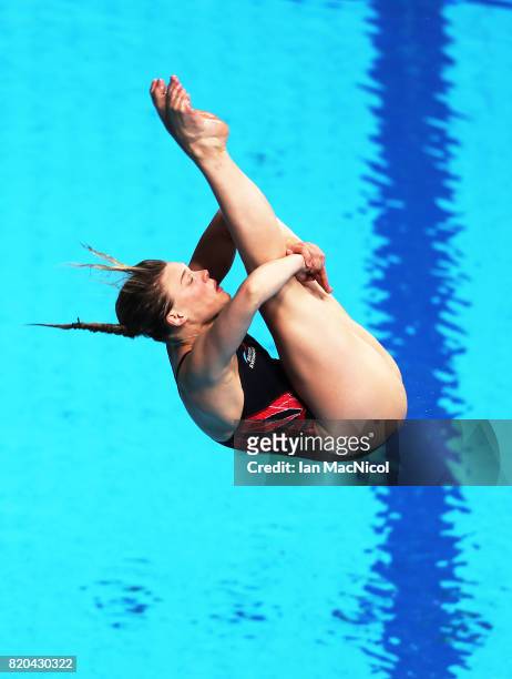 Grace Reid of Great Britain competes in the Women's 3m Springboard at the Duna Arena on day eight of the FINA World Championships on July 21, 2017 in...