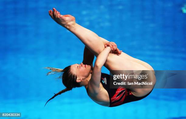 Grace Reid of Great Britain competes in the Women's 3m Springboard at the Duna Arena on day eight of the FINA World Championships on July 21, 2017 in...