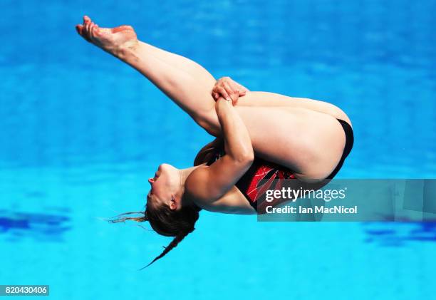 Grace Reid of Great Britain competes in the Women's 3m Springboard at the Duna Arena on day eight of the FINA World Championships on July 21, 2017 in...