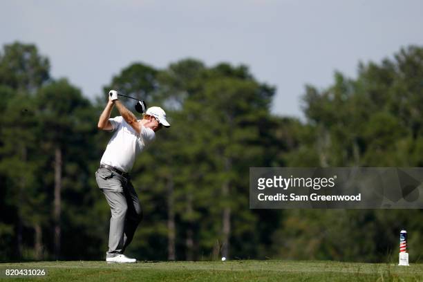 David Hearn of Canada plays his shot from the fifth tee during the second round of the Barbasol Championship at the Robert Trent Jones Golf Trail at...