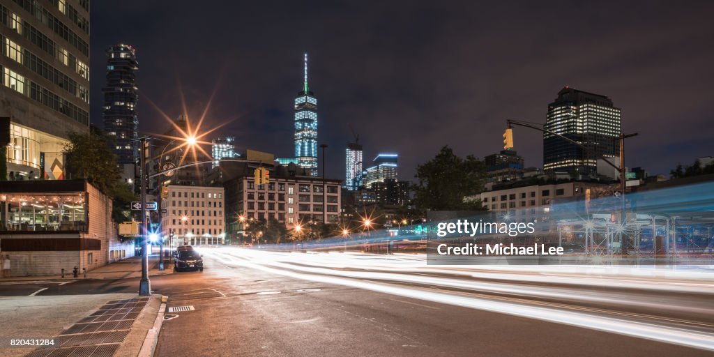 Tribeca Night Street Scene - New York