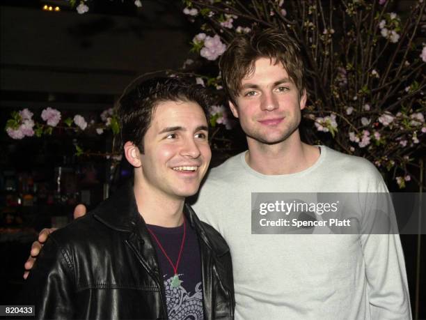 Actors Hal Sparks, left, and Gale Harold pose for photographers during a party for the Showtime television show "Queer As Folk" March 19, 2001 in New...
