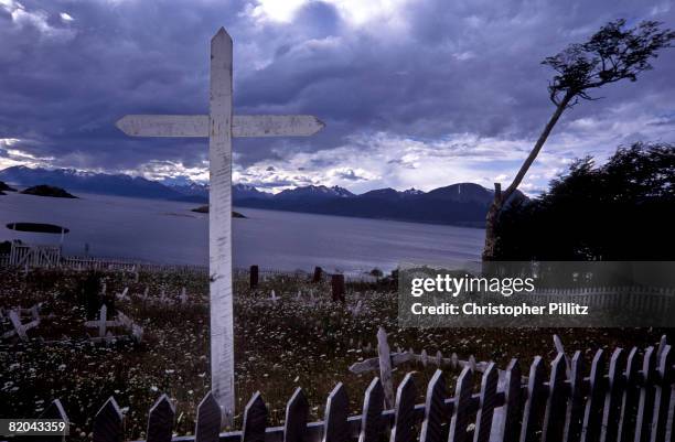 The Yamana Indians cemetery in Cape Mejillones on Navarino Island, Chile. .