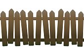 Old, unsteady, crooked fence with wooden texture, seamless extendable - isolated vector illustration on white background.