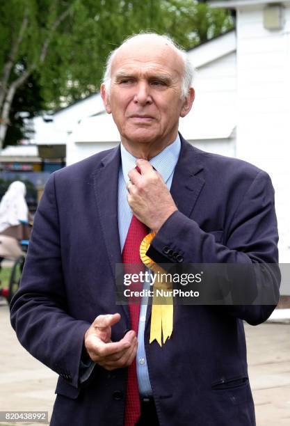 Vince Cable during the 2017 general election campaign at a liberal democrat rally in Twickenham, where he ran, and won the seat The Liberal Democrats...