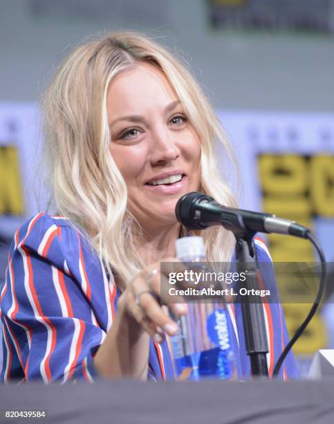 Actor Kaley Cuoco speaks onstage at Comic-Con International 2017 "The Big Bang Theory" panel at San Diego Convention Center on July 21, 2017 in San...