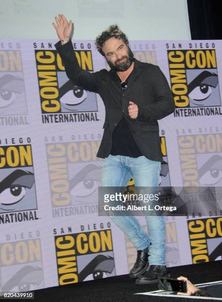 Actor Johnny Galecki walks onstage at Comic-Con International 2017 "The Big Bang Theory" panel at San Diego Convention Center on July 21, 2017 in San...