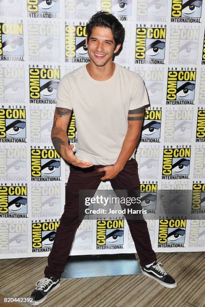 Actor Tyler Posey attends 'Teenwolf' press line at Comic Con on July 21, 2017 in San Diego, California.