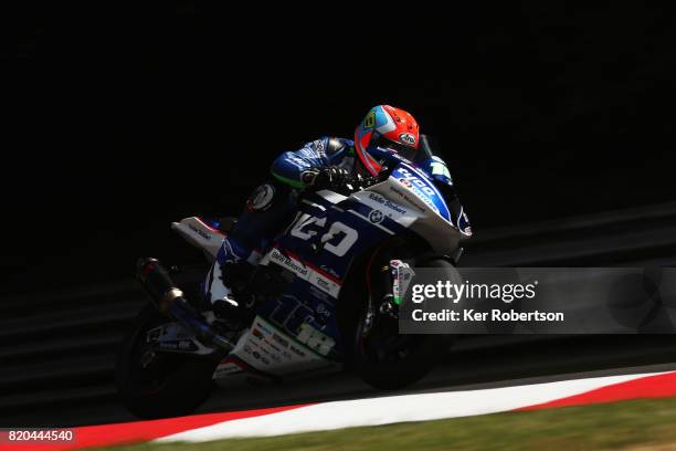 Andy Reid of Tyco BMW Motorrad rides during practice for the British Superbike Championship at Brands Hatch on July 21, 2017 in Longfield, England.