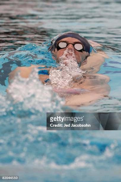 Michael Phelps of the United States participates in a training session during the U.S. Olympic Swim Team Media Day at Stanford University on July 12,...