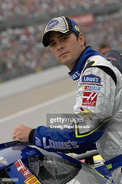 Auto Racing: NASCAR Dodge Avenger 500, Closeup of Jimmie Johnson before race at Darlington Raceway, Darlington, SC 5/13/2007