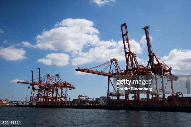 Gantry cranes stand at the Port of Vancouver in Vancouver, British Columbia, Canada, on Tuesday, July 11, 2017. Statistics Canada is scheduled to...