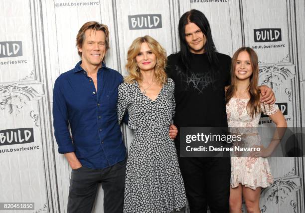 Actors Kevin Bacon, Kyra Sedgwick, Travis Bacon and Ryann Shane attend Build previewing the new Lifetime film 'Story of a Girl' at Build Studio on...