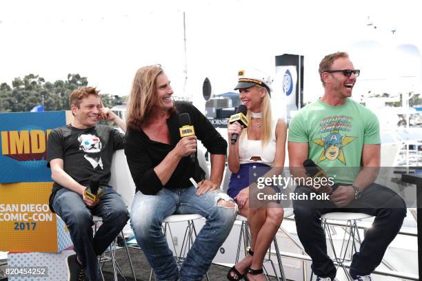 Actors Chris Kattan, Fabio Lanzon, Tara Reid and Ian Ziering on the #IMDboat at San Diego Comic-Con 2017 at The IMDb Yacht on July 21, 2017 in San...