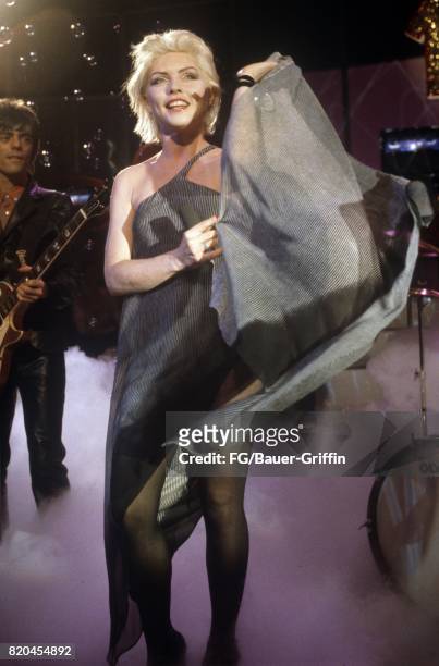 Singer Debbie Harry and her band Blondie at rehearsals for a TV show at Bavaria Film on February 21, 1978 in Munich, West Germany. 170612F1