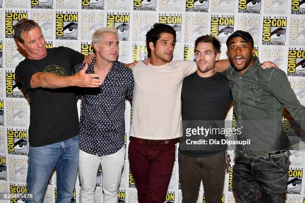 Linden Ashby, Colton Haynes, Tyler Posey, Dylan Sprayberry and Khylin Rhambo at the "Teen Wolf" Press Line during Comic-Con International 2017 at...
